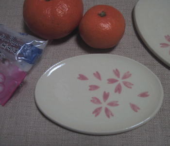 楕円皿　桜